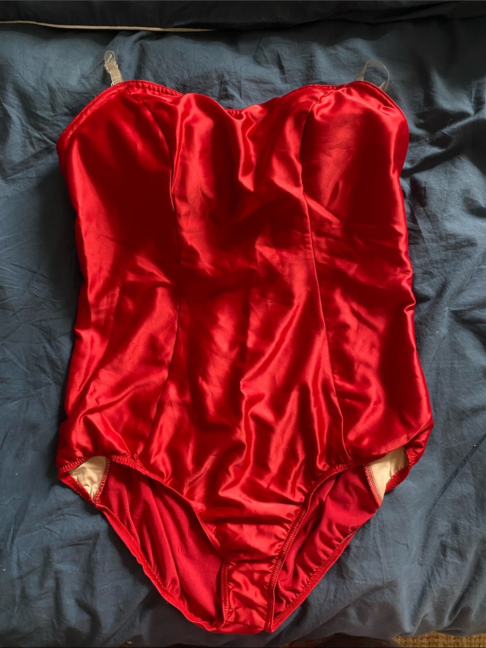Red Satin One-Piece Leotard